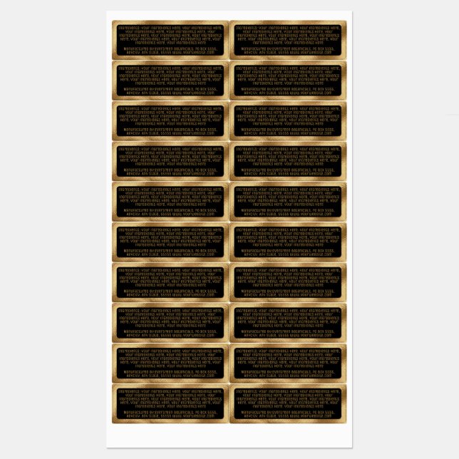 Wasserdichte Inhaltsstoffe: schwarzes goldenes Rec Etiketten (Blatt)