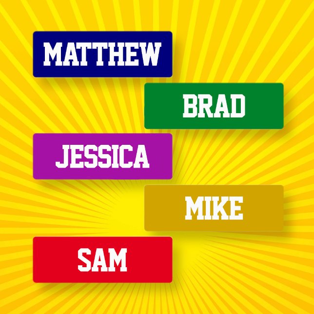 Wasserdichte Namen Weiß auf mehreren Farben Etiketten (Von Creator hochgeladen)