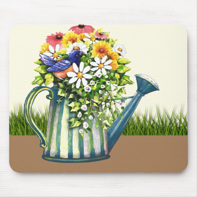 Wasserdose mit Wildblumen Mousepad (Vorne)