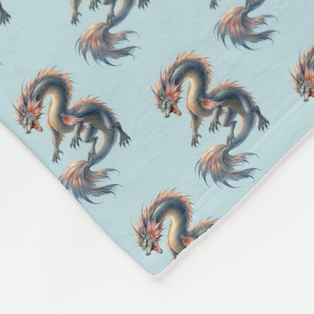 Wasserdrache Fleecedecke (Ecke)