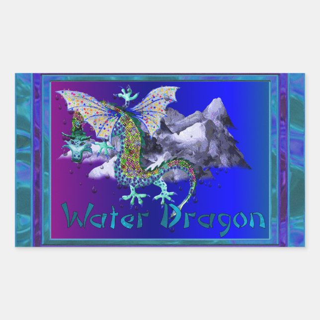 Wasserdrache Rechteckiger Aufkleber (Vorderseite)