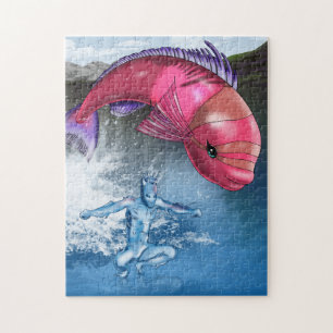 Wasserelement und rosa Fische Puzzle