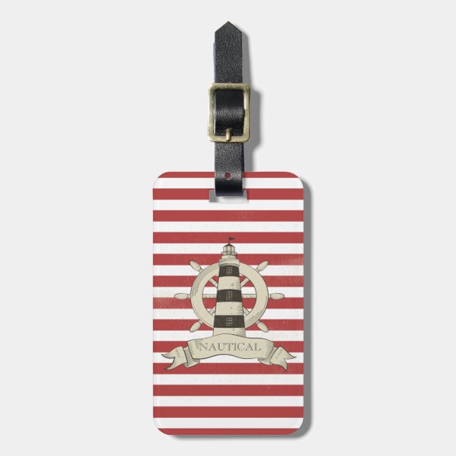 Wasserfahrzeuge, Rad, rote und weiße Streifen Gepäckanhänger (Vorderseite vertikal)