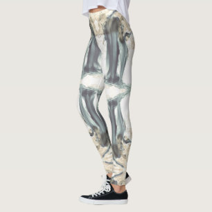Wasserfall abstrakte Kunst, grau-blau Leggings