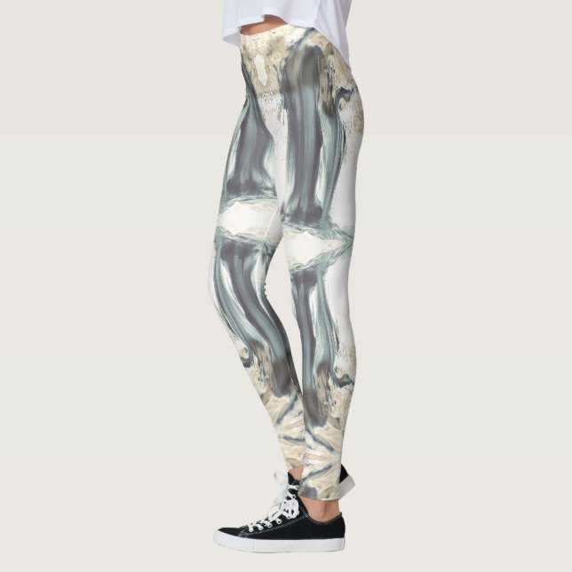 Wasserfall abstrakte Kunst, grau-blau Leggings (Links)