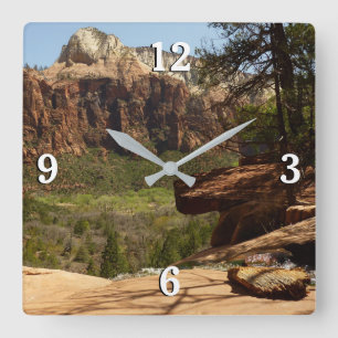 Wasserfall an den Emerald Pools im Zion National P Quadratische Wanduhr