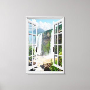 Wasserfall-Ansicht Trompe - L ' oeil Fake-Fenster Leinwanddruck