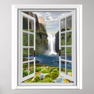 Wasserfall-Ansicht Trompe - L ' oeil Poster
