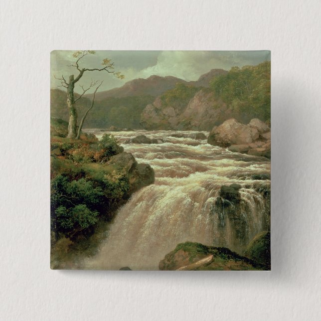 Wasserfall auf Fluss Neath, Südwales Button (Vorderseite)