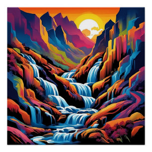 Wasserfall bei Sonnenauf 1 Poster