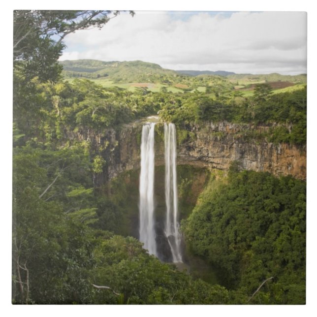 Wasserfall Chamarel am höchsten auf Mauritius, übe Fliese (Vorderseite)