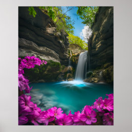 Wasserfall der Ätherischen Inseln im Frühjahr Poster