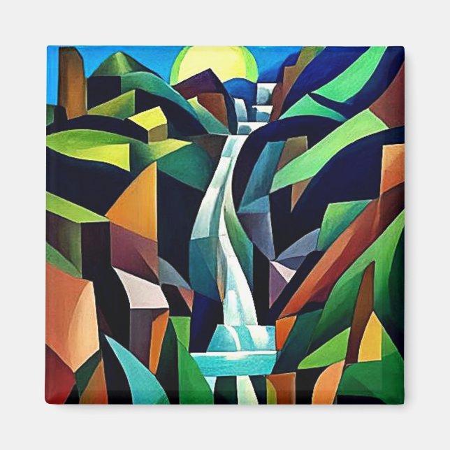 Wasserfall fällt den Berg hinab 4 Magnet (Vorne)