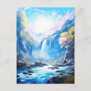 Wasserfall Fantasy Bezaubernde Landschaft Postkart Postkarte