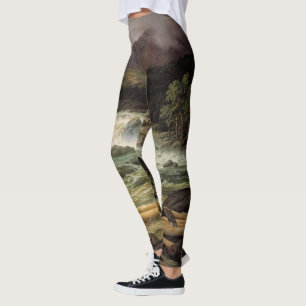 Wasserfall-Fluss-Falke-Vogel ganz über Leggings