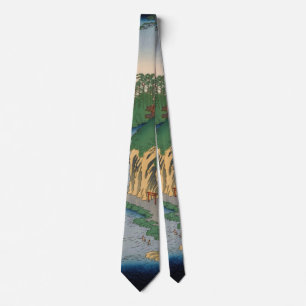 Wasserfall Fluss Vintag Ukiyo e Japanisch Kunst Krawatte