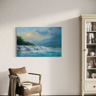 Wasserfall flüstern - Friedliche Landschaft Leinwanddruck