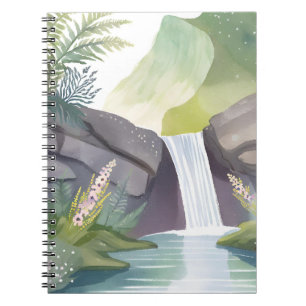 Wasserfall Flüstern   Natur Aquarell Landschaft Notizblock