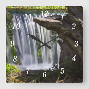 Wasserfall-Fokussierte Wall-Uhr Quadratische Wanduhr