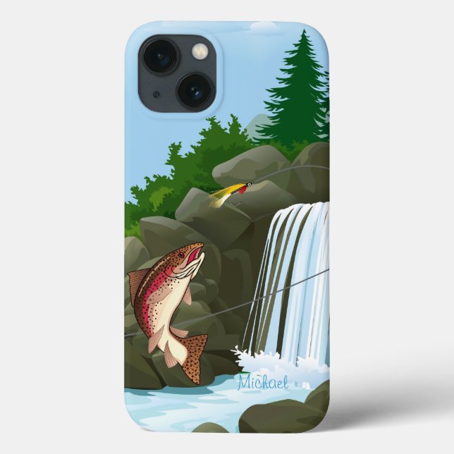 Wasserfall-Forelle-Fliegen-Fischen Case-Mate iPhone Hülle (Rückseite)