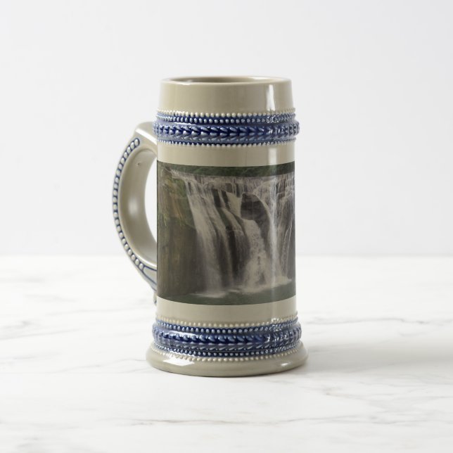 Wasserfall Grau / Blau 22 oz Stein Bierglas (Vorderseite Links)