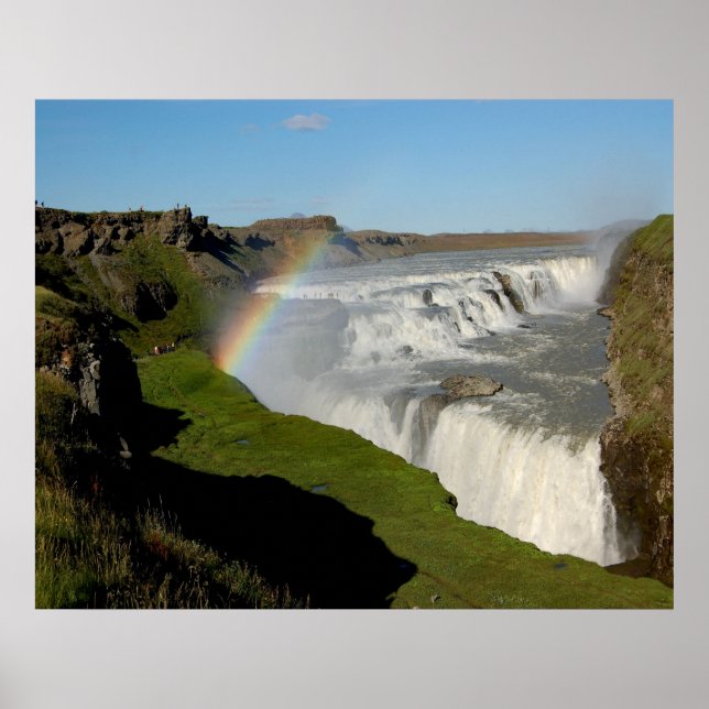 Wasserfall Gullfoss im Sommer Poster (Vorne)