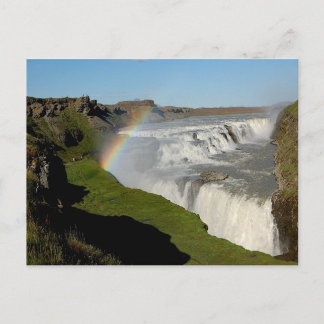Wasserfall Gullfoss im Sommer Postkarte (Vorderseite)