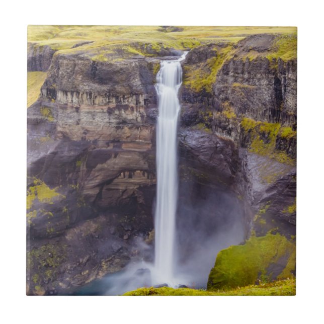 Wasserfall Haifoss, Island Fliese (Vorderseite)