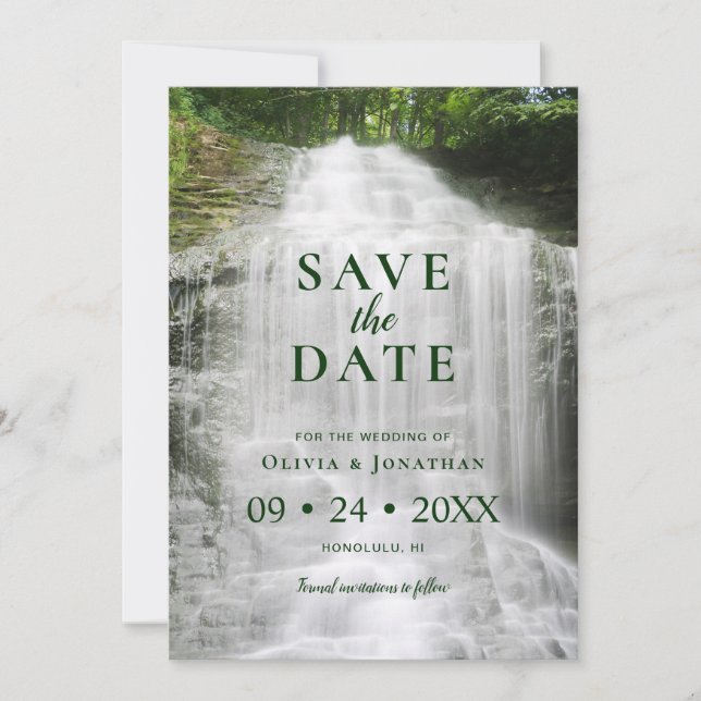 Wasserfall-Hochzeitssemble - Foto Save the Date (Vorderseite)
