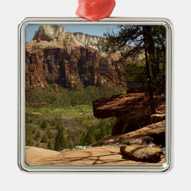 Wasserfall im Emerald Pools im Zion Nationalpark Silbernes Ornament (Vorne)