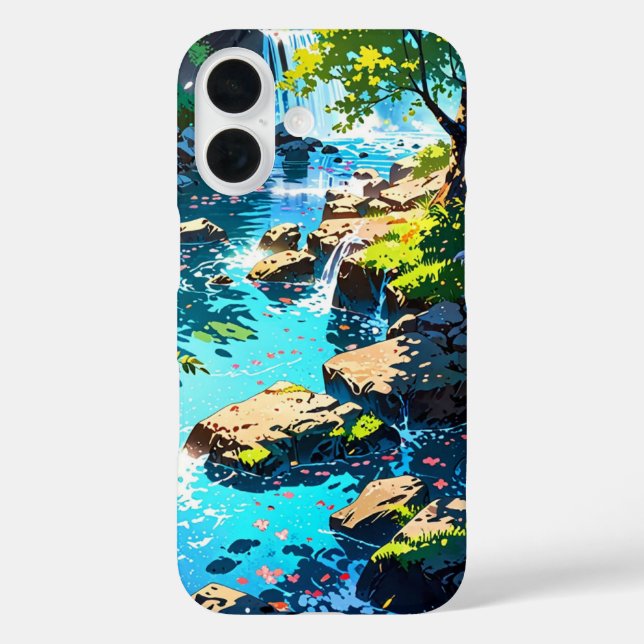 Wasserfall im Frühjahrswald Case-Mate iPhone Hülle (Rückseite)