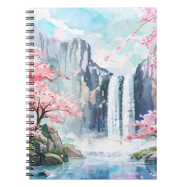 Wasserfall im Frühling Notizblock (Vorderseite)