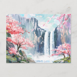 Wasserfall im Frühling Postkarte