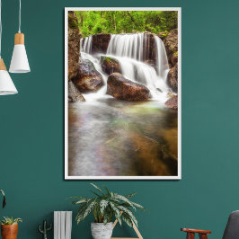Wasserfall im Herbst beim Staudamm von Queimadela Poster