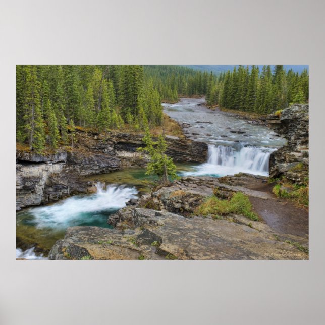 Wasserfall im kanadischen Felsgebirge Poster (Vorne)