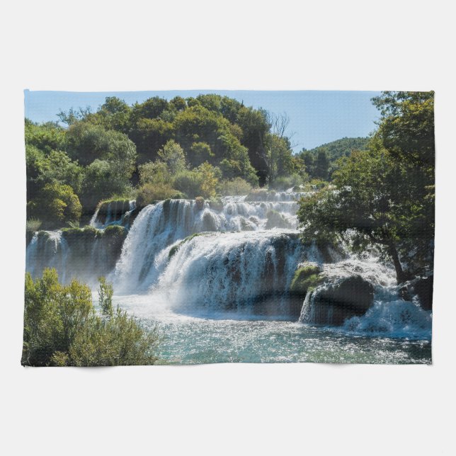 Wasserfall im Krka Nationalpark - Dalmatien, Kroat Geschirrtuch (Horizontal)