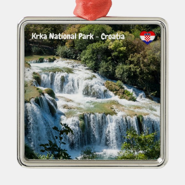 Wasserfall im Krka Nationalpark - Dalmatien, Kroat Ornament Aus Metall (Vorne)