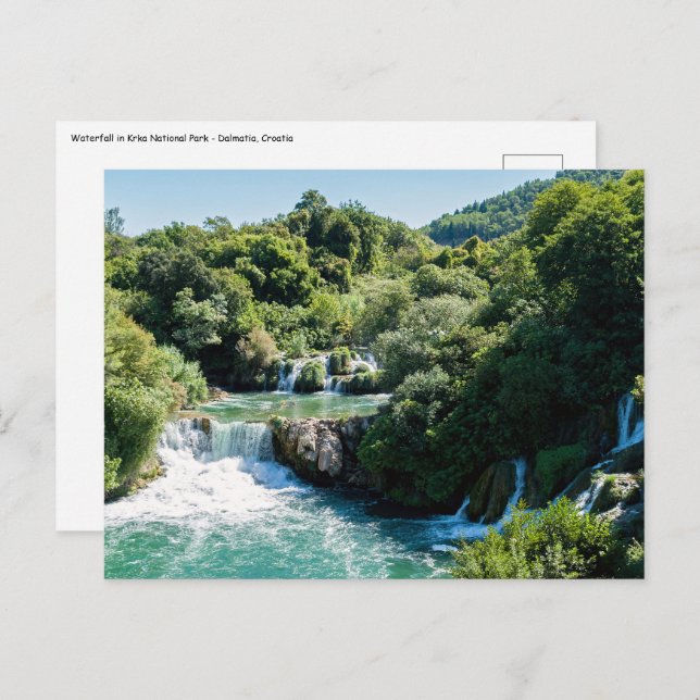 Wasserfall im Krka Nationalpark - Dalmatien, Kroat Postkarte (Vorne/Hinten)