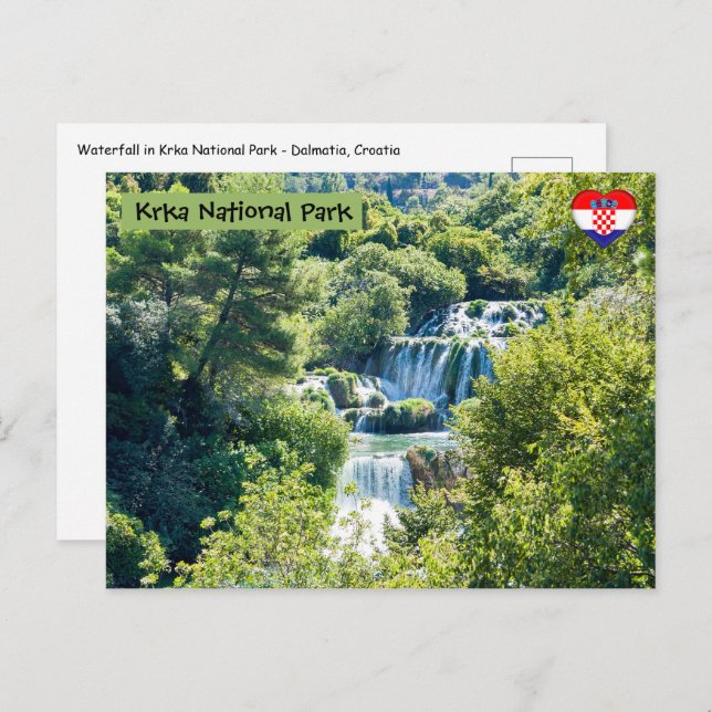 Wasserfall im Krka Nationalpark - Dalmatien, Kroat Postkarte (Vorne/Hinten)
