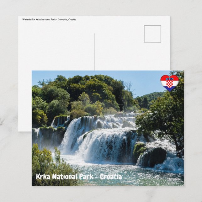 Wasserfall im Krka Nationalpark - Dalmatien, Kroat Postkarte (Vorne/Hinten)