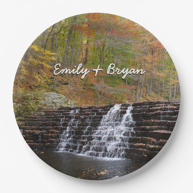 Wasserfall im Laurel Hill Staat Park I Pappteller (Vorderseite)