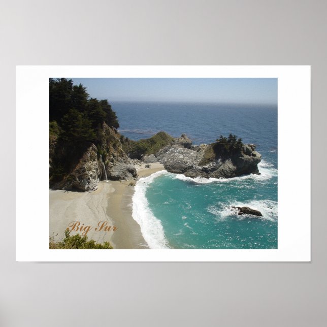 Wasserfall in Big Sur Poster (Vorne)
