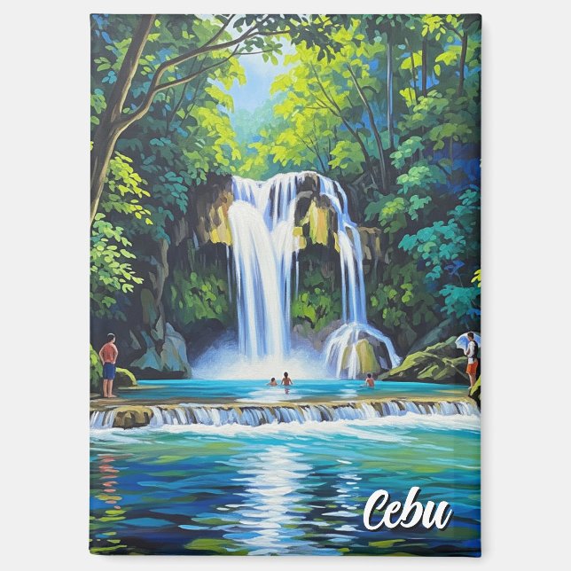 Wasserfall in Cebu Philippinen Vintage  Magnet (Vorderseite)
