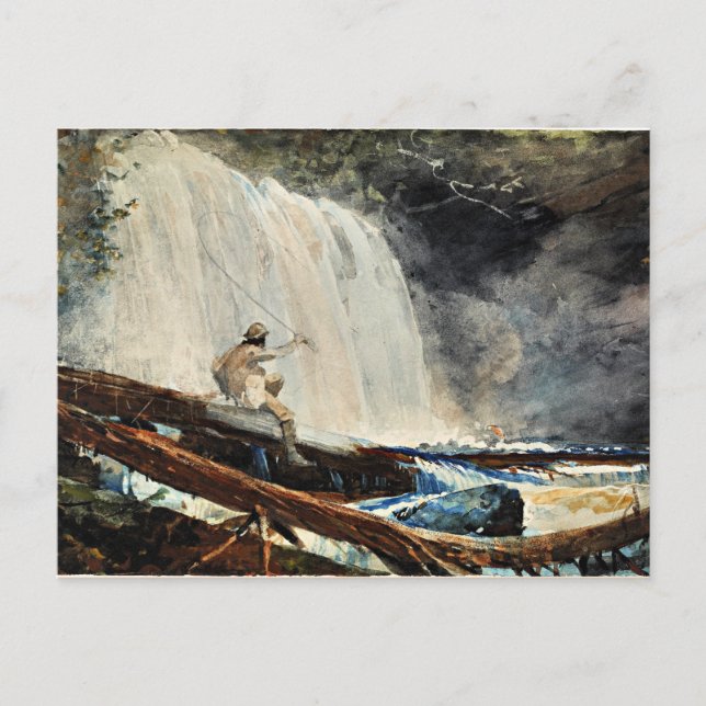 Wasserfall in den Adirondacks, schöne Kunst von W. Postkarte (Vorderseite)
