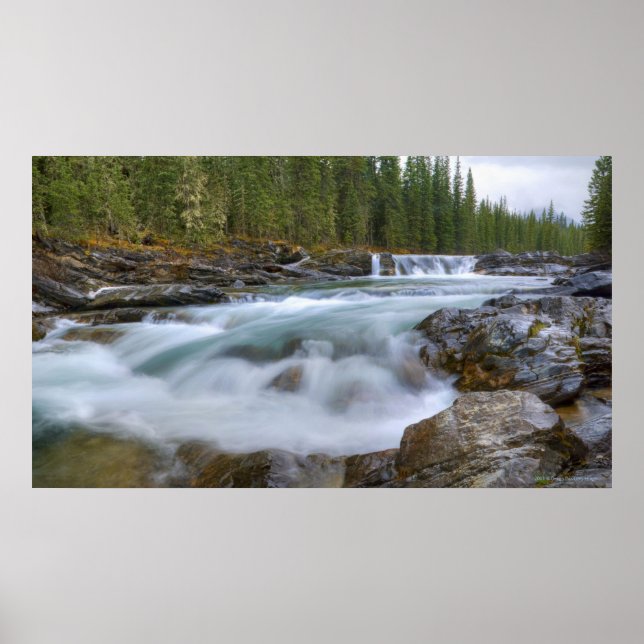 Wasserfall in der Schafe in den Felsen Poster (Vorne)