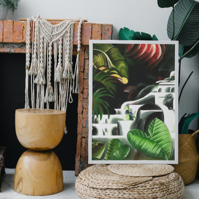 Wasserfall in dichten Wäldern im Stil geometrische Leinwanddruck (Von Creator hochgeladen)