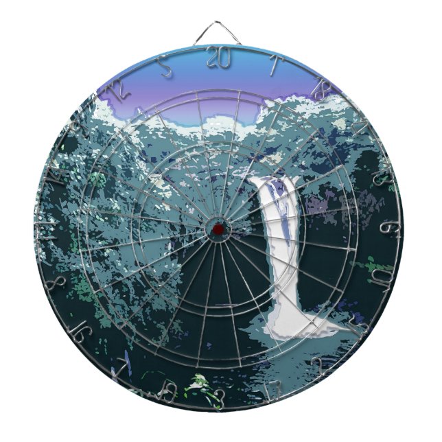 Wasserfall in digitaler Kunst Dartscheibe (vorne)