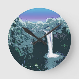 Wasserfall in digitaler Kunst Runde Wanduhr