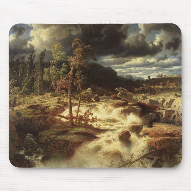 Wasserfall in Schweden (von Marcus Larson) Mousepad (Vorne)