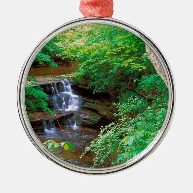 Wasserfall in verhungertem Felsen-Staats-Park Ornament Aus Metall (Vorne)